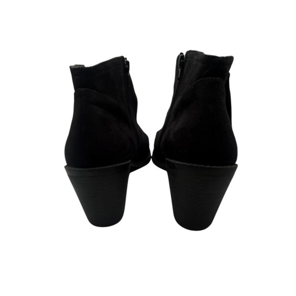 Soda Women 11 Black Suede Block Heel Side Zip Tassel Accent‎ Ankle Boots Western - Picture 2 of 8
